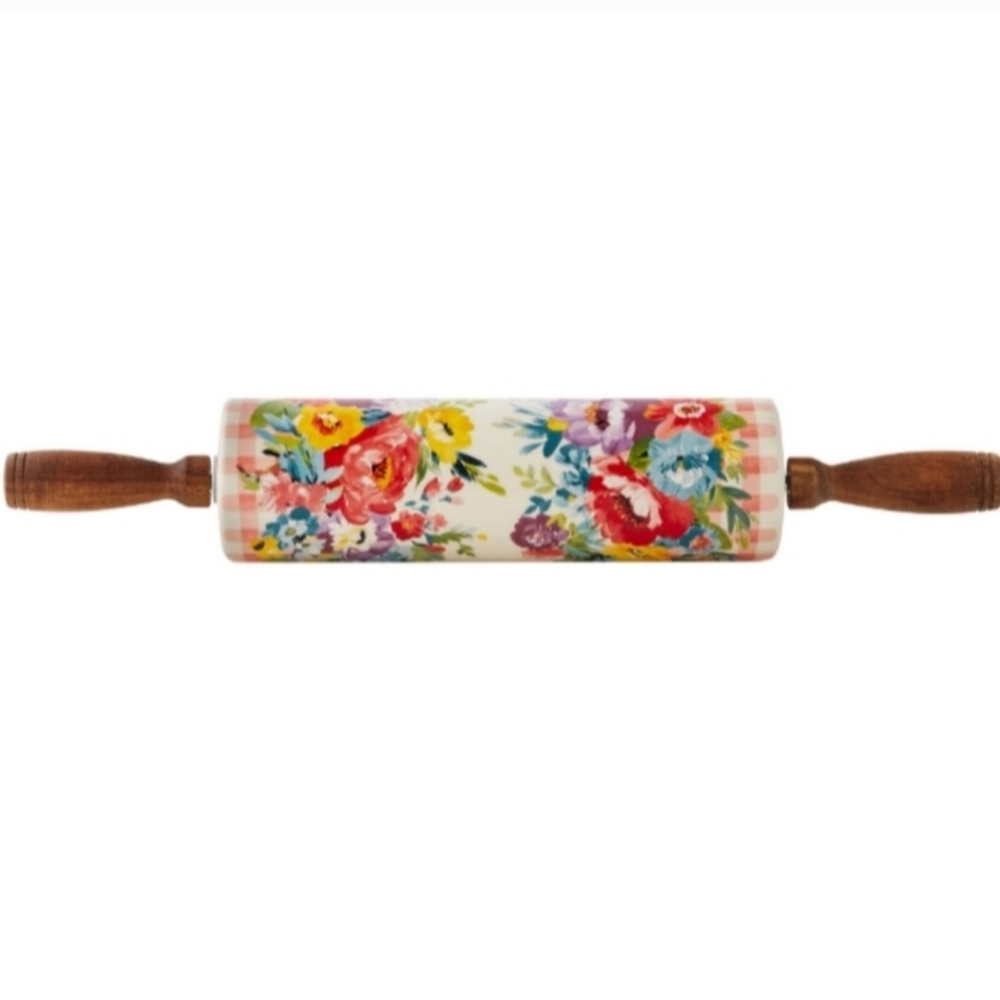 💜 New Pioneer Woman Sweet Romance Blossoms  Ceramic Rolling Pin